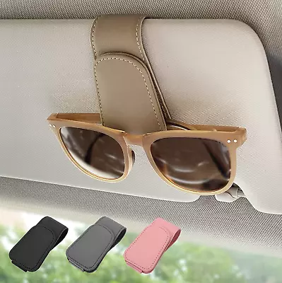 Magnetic Leather Sunglass Holder Eyeglass Hanger Clip For Car Sun Visor Suitab • $15.37