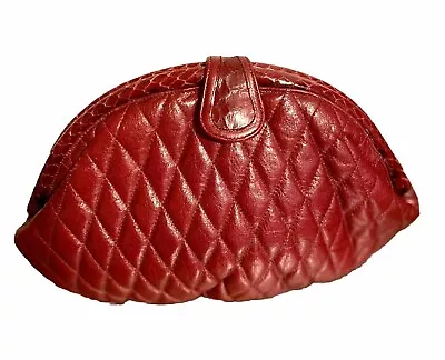 Sharif Deep Red Leather And Snakeskin Vintage Clutch Shoulder Bag! • $24.50