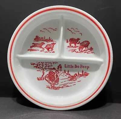 Vintage Fire King Red Little Bo Peep Divided Baby Plate 7.5in  MINT • $16.50