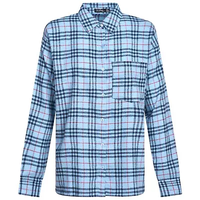 Ladies Check Shirts Flannel Cotton Soft Long Sleeve • £9.90
