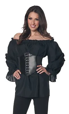 $17.95 • Buy Renaissance Long Sleeve Black Blouse Shirt Gypsy Pirate Peasant Adult Women Top