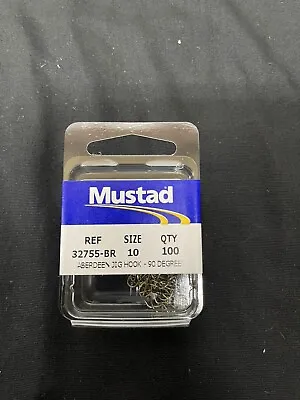 100 Mustad 32755BR Size 10 Bronze Aberdeen 90 Degree Jig Hooks FREE SHIPPING!! • $9.99