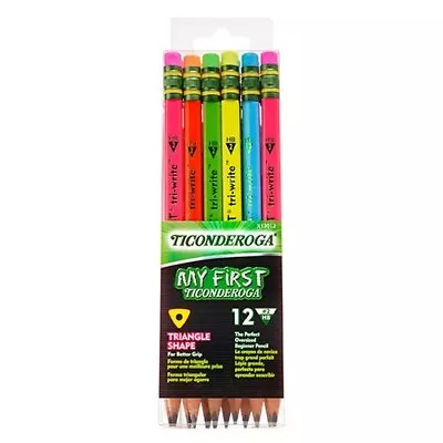 Dixon Ticonderoga My First Tri-Write Pencil 12/Pk Neon Colors Student School • $11.85