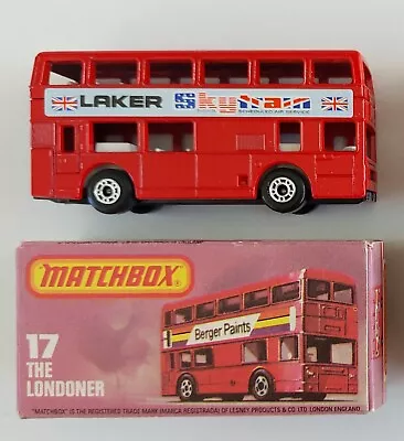 MATCHBOX 75 #17 'THE LONDONER' MINT BOXED 1970s 'LAKER SKY TRAIN' STICKER 'RARE' • £2.20