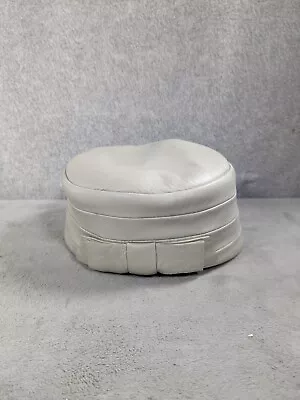 Vintage Beret Hat Vintage Sanlea NY Leather WHITE Womens 1950-1960 Size 22 • $24.98