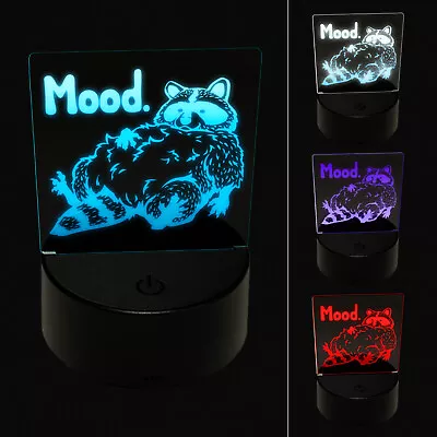 Fluffy Lazy Raccoon Mood 3D Illusion LED Night Light Sign Nightstand Desk Lamp • $19.99