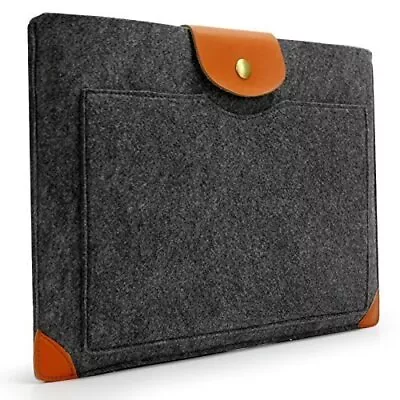 Sinoguo Dark Gray Felt & Leather Case Sleeve Pouch For 13 Inch Macbook Air Pro • $14.49