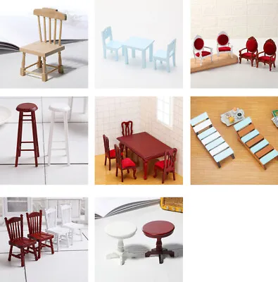 1/12 Dollhouse Miniature Table Desk Beach Chair Bar Stool Armchair Collections • $8.55