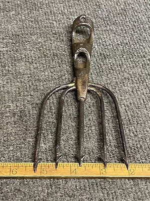 Vintage Frog Spear Fish Gaff 3-1/4” 5 Prong Cast Iron Handle  • $26