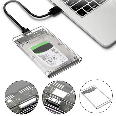 £8.28 • Buy Clear USB 3.0 SATA External Removable Hard Drive Case 2.5 Inch Enclosure HDD SSD