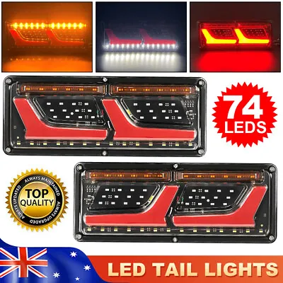 2X 74 LEDs Tail Lights Trailer 12V Ute Caravan Truck Stop Indicator Rear Lamp • $30.95