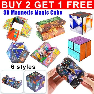£2.99 • Buy 3D Changeable Variety Magnetic Magic Cube Hand Flip Puzzle Anti Stress Toys Gift