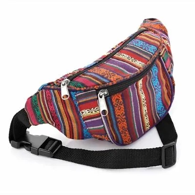 £5.39 • Buy Tribal Print Bum Bag Fanny Pack Waist Money Belt Festival Holiday Bag