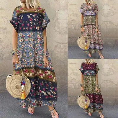 $22.75 • Buy ZANZEA Womens Floral Short Sleeve Sundress Cassual Summer Party Maxi Dress Plus