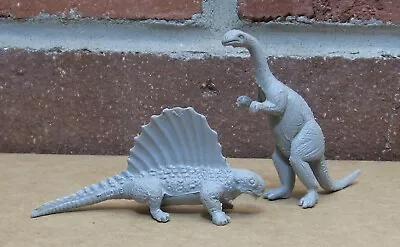2 Vtg Marx Dinosaur Dimetrodon Plateosaurus Gray Prehistoric Mammal Playset Lot • $11.99