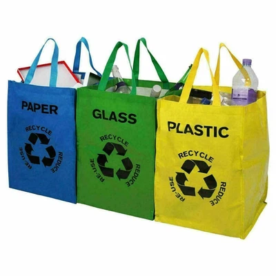 £9.36 • Buy Color Bin Bags For Recycling Reusable Paper Plastic Storage Kitchen Sack Set X 3
