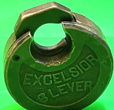 Pancake Antique/Vintage Excelsior 6-Lever Push Key Padlock Works Has Key • $57