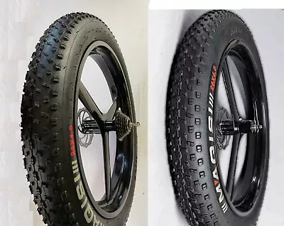 26*4.0 Fat Bike Tri Spokes Front & 9 Speeds Rear Wheels Aluminum Rims Tire Disc • $299