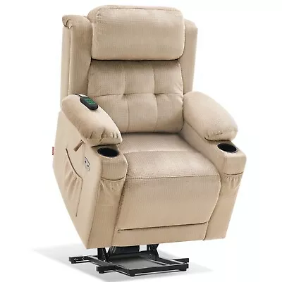 MCombo Medium Lay Flat Dual Motor Power Lift Recliner Chair Fabric 7661 • $718.90