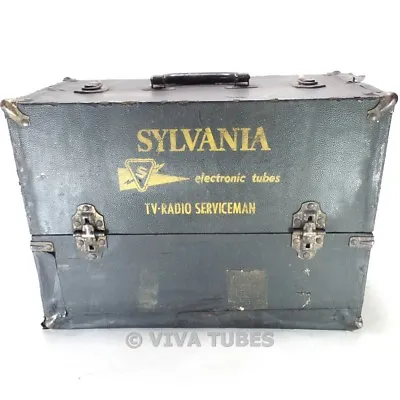 Small Black Sylvania Vintage Radio TV Vacuum Tube Valve Caddy Carrying Case • $59.95