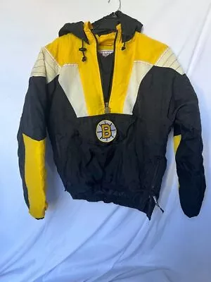 Vintage Starter Boston Bruins Half Zip Jacket - Small / Black / Yellow • $150