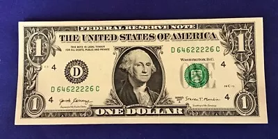 2017a Fancy Dollar Bill Four Of A Kind & Triple Trinary D 646 2222 6 C • $3