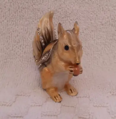 Squirrel With Acorn Enamel Trinket Box With Crystals • $19.99