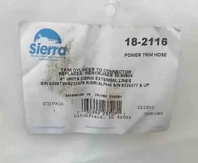 NEW SIERRA 18-2116 POWER TRIM HOSE Mercruiser Sterndrive Outdrives ALPHA ONE • $39.69