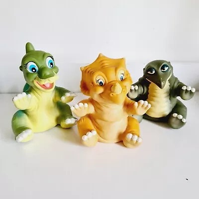 3x LAND BEFORE TIME Puppet Pizza Hut Amblin Vintage 1988 Dinosaur’s Rubber Toys • £24.95