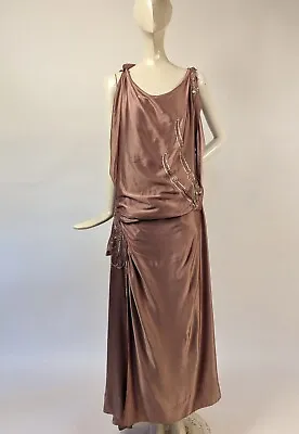 1920’s Paris Couture Elise Poret Beaded Silk Flapper Dress As Acquired • $285