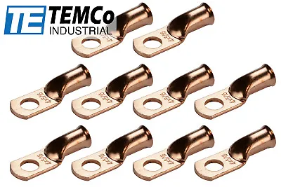 10 Lot 4 AWG 5/16  Hole Ring Terminal Lug Bare Copper Uninsulated Gauge • $8.45