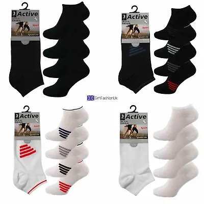 £3.99 • Buy 3 Pairs Mens Big Foot XL Big & Tall Trainer Socks Black White 11-14 Sport Feet