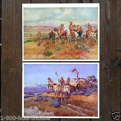 2 Diff Vintage Original 1930s CHARLES RUSSELL INDIAN WESTERN ART Prints NOS  • $15.96