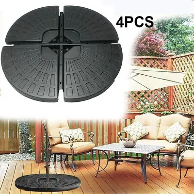 $67.99 • Buy Cantilever Parasol Base Weights 4 Piece Banana Umbrella Stand Holder Fan Shaped