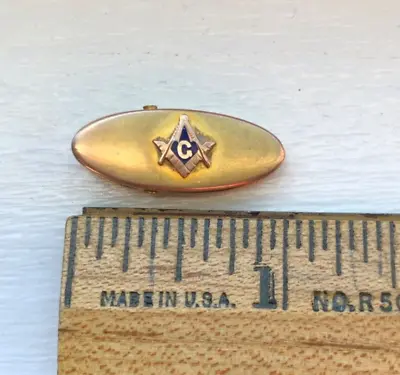 Vintage 10k Solid Gold Tiny Small Masonic Tie Bar Clip With Steel Spring • $39.95