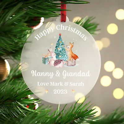 Christmas Gifts For Nanny Grandad Grandparents Bauble Decoration With Red Bag • £6.95