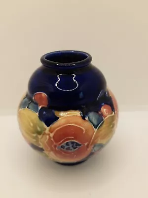 Cobalt Blue Pomegranate Pottery Vase 3.5  In The Style Of Moorcroft • $17.95