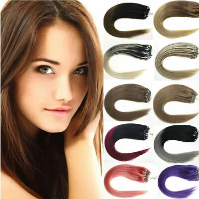 Loop Micro Ring Tip Hair Extensions Silicone Micro Beads Link Remy Human Hair 1g • $38