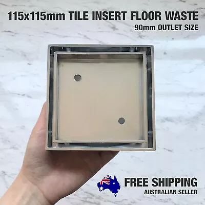 100mm SMART Tile Insert Chrome Brass Square Floor Waste Grates Bathroom Shower • $28.50