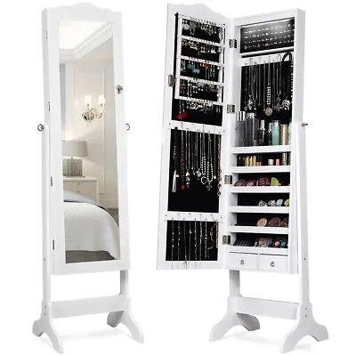 Jewellery Cabinet Free Standing Lockable Jewelry Armoire Organizer W/ LED Lights • £74.95