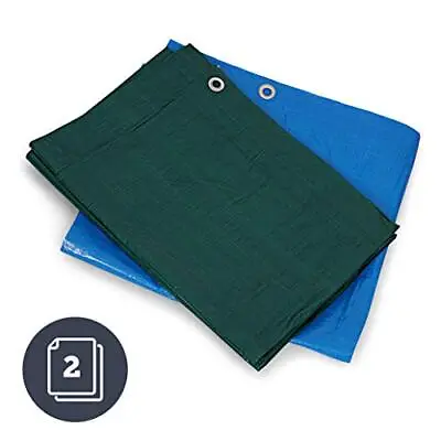 KAV PP/PE Tarpaulin Tarp Sheet With Eyelets For Camping Fishing Gardening 80g/m² • £3.99