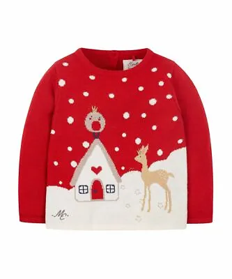 Baby Girls Christmas Jumper Girls Mothercare Xmas Festive Knitted Sweater NEW • £4.95