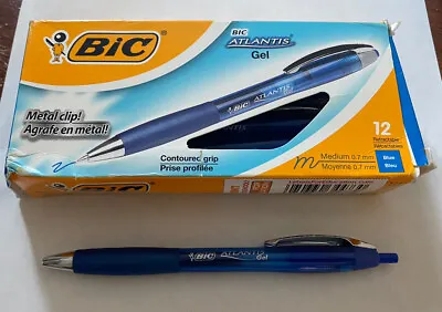 £17.97 • Buy BIC Atlantis Gel Retractable Pen Medium Ballpoint Blue 12 Pack #34473 Metal Clip