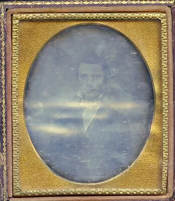 *nice* 6th Plate Silver Back Daguerreotype Of Seated Man In A Half Case • $9.99