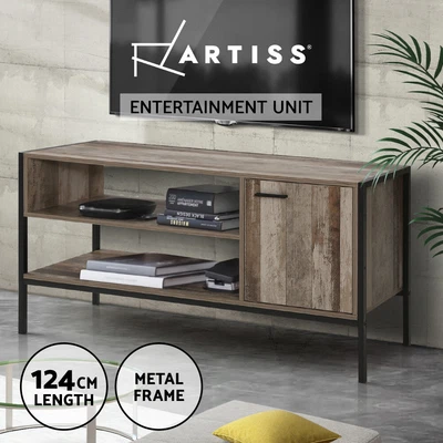 $87.95 • Buy Artiss TV Cabinet Entertainment Unit Stand Storage Wood Industrial Rustic 124cm