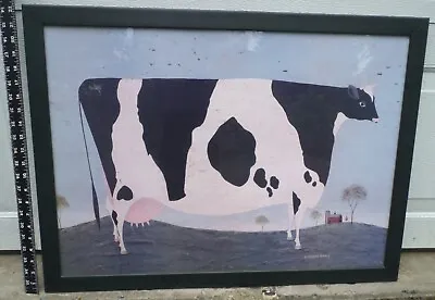 Vintage Warren Kimble  Cow  Offset Paper On Board Lithograph 30 X23  Framed • $199