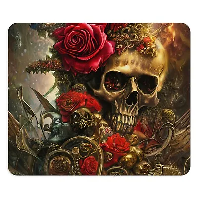 Skull And Roses Flowers Gothic Steampunk Laptop Mousepad Computer Mouse Pad • $24.99