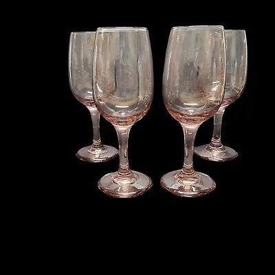 Plum Pink 7  Wine Glasses Water Goblets Stemmed Libbey Premiere Set Of 4 Vintage • $24.99