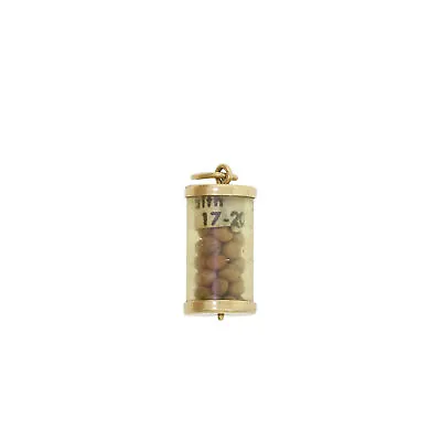 Vtg. Cylinder Containing Mustard Seeds Topped And Bottomed W/ 14k Gold Charm • $325