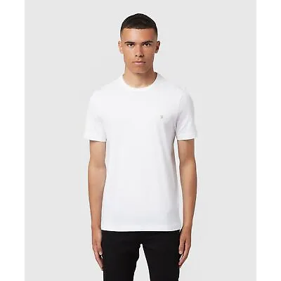 Men's T-Shirt Farah Danny Slim Fit Organic Cotton Short Sleeve In White • £19.99